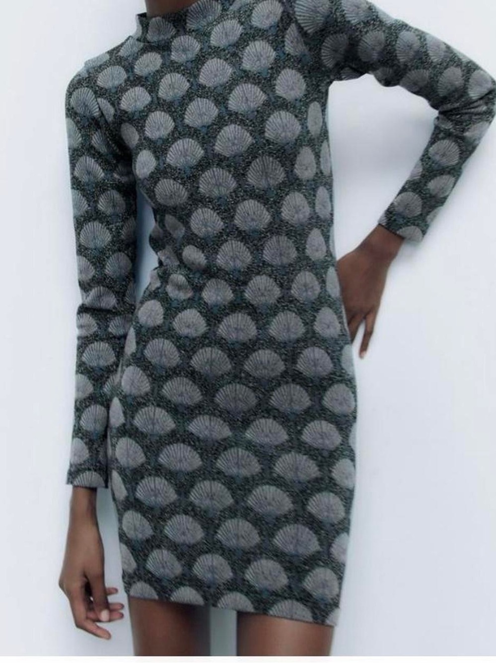 ZARA Metallic Fan Jacquard Cutout Bodycon Mini Dress - Size M/L